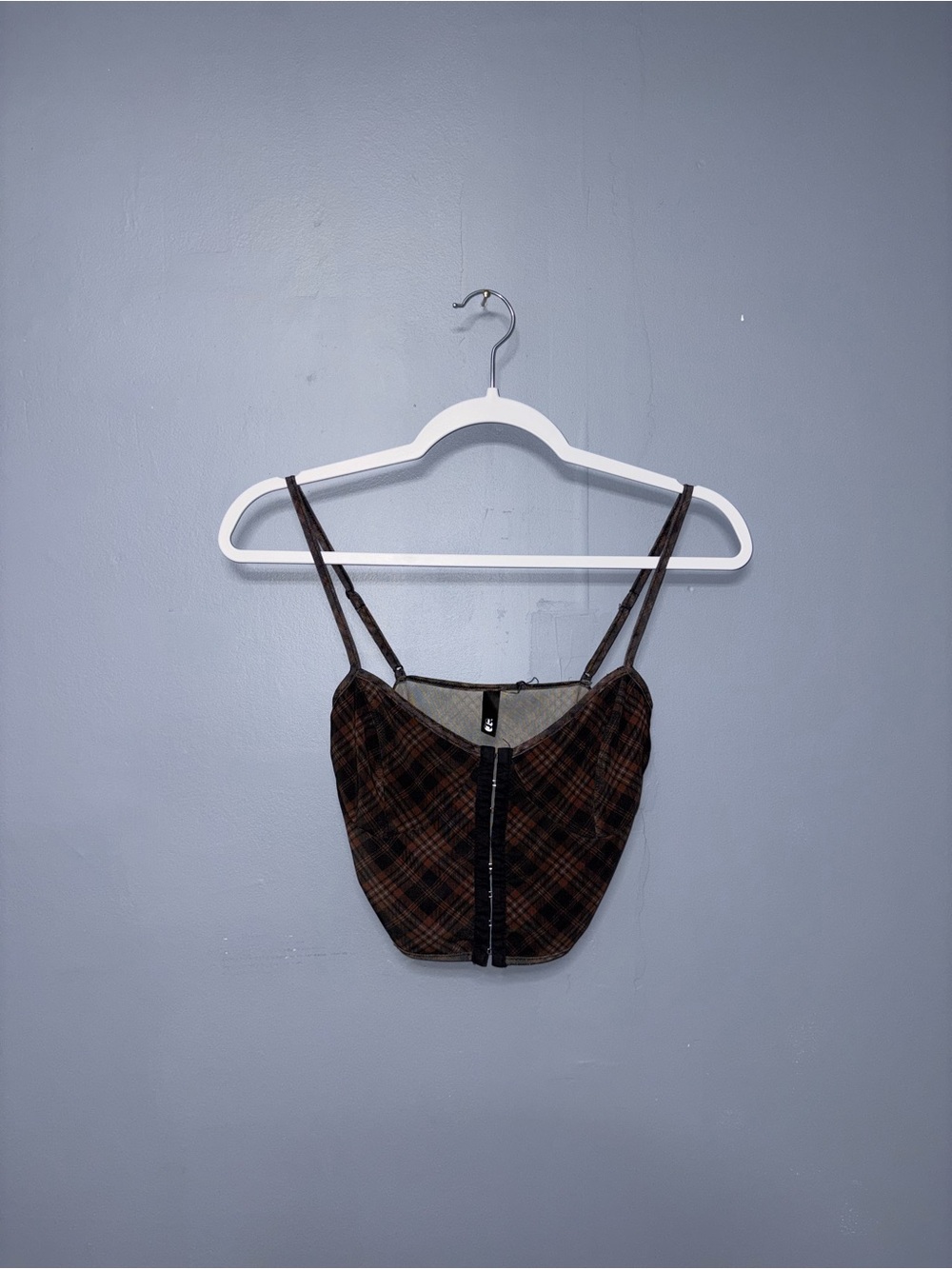 Brown Printed Corset Cropped Tank
